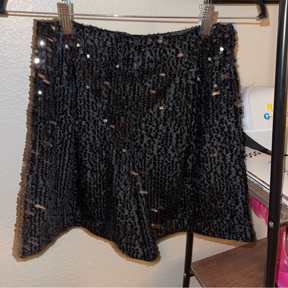 Zara Black Sequin High-waisted Shorts Size XS NWT